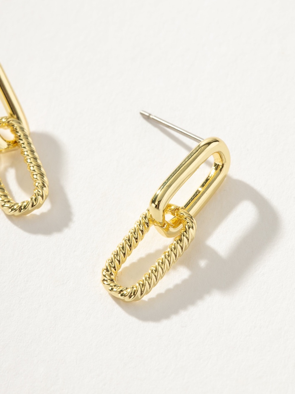 Uncommon James Polished Gold Double Link Earrings
